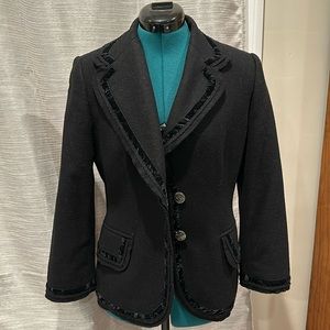 Banana republic, black wool and velvet trim  blazer 10